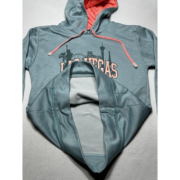 Las Vegas Hoodie Womens Medium Heather Pullover Sweatshirt Fleece Lined - Picture 3 of 14